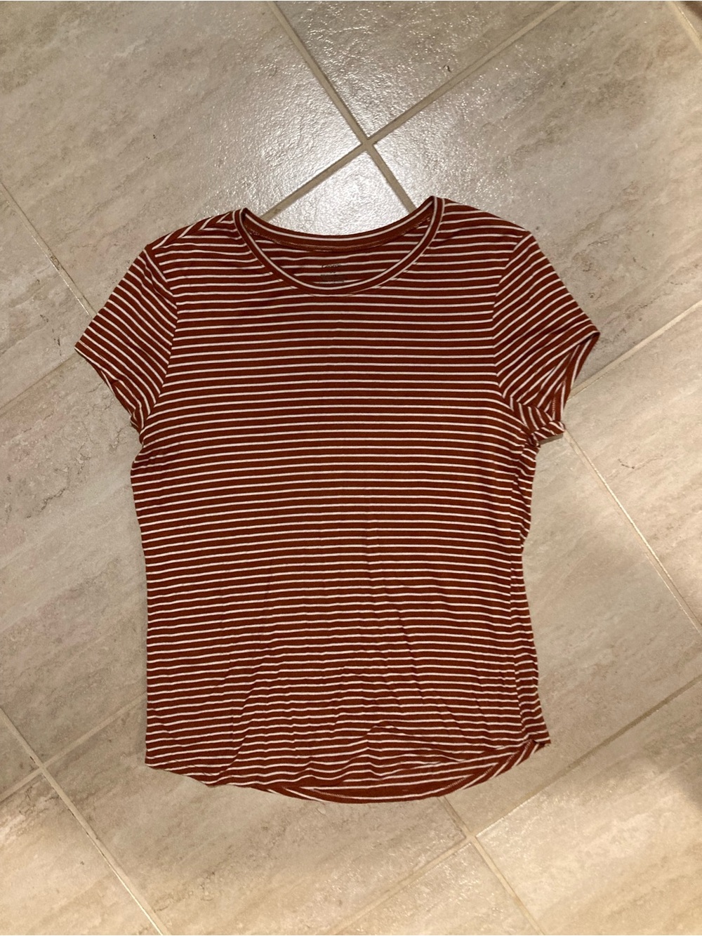 George Rust and White Striped Short Sleeve Tee